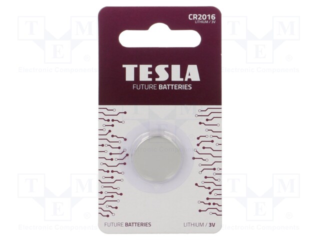 Battery: lithium; 3V; CR2016,coin; non-rechargeable; Ø20x1.6mm