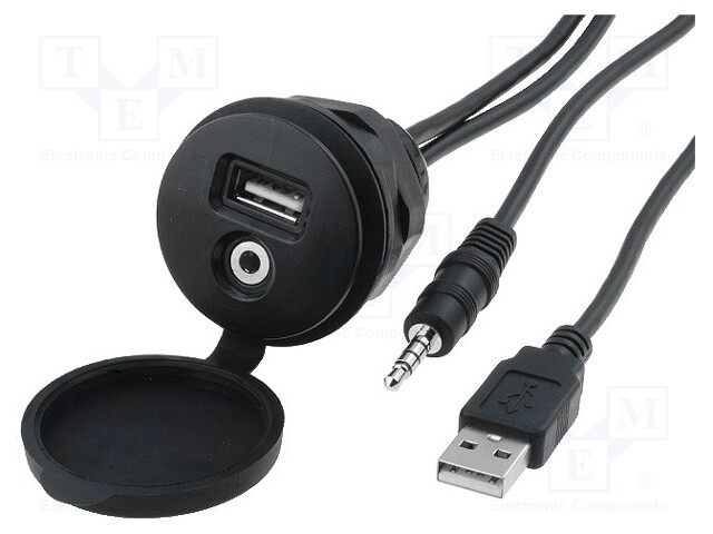 USB/AUX adapter; USB A socket,Jack 3,5mm 4pin socket; 2m