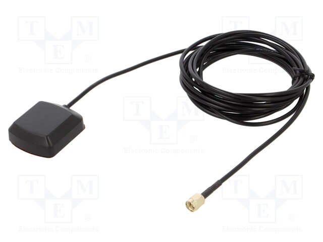 Antenna; GNSS,GPS; 3dBi; RHCP; 25x25mm; male,SMA; Len: 3m