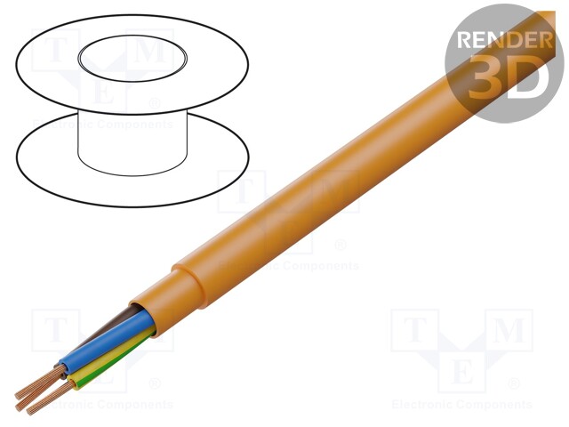 Wire; PUR-ORANGE-JB; 3G0,75mm2; unshielded; 300/500V; PUR; Cu