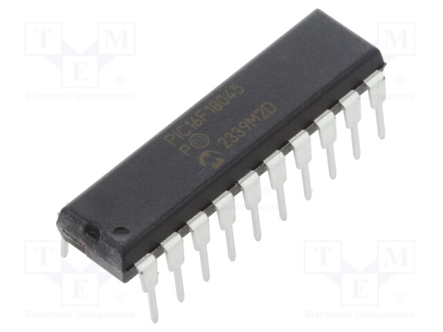 IC: PIC microcontroller; Memory: 14kB; SRAM: 1kB; EEPROM: 128B; THT