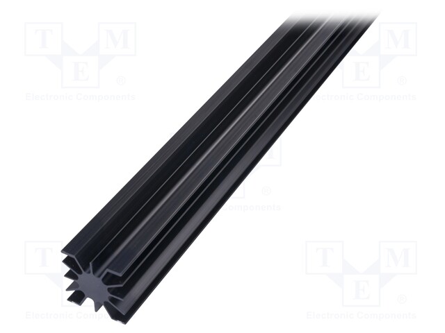 Heatsink: extruded; round; black; L: 1000mm; W: 51.5mm; H: 51mm