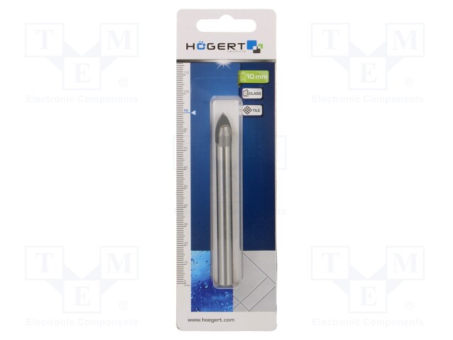 Drill bit; Ø: 10mm; L: 90mm; Drill Bit: for glass; 1pcs.
