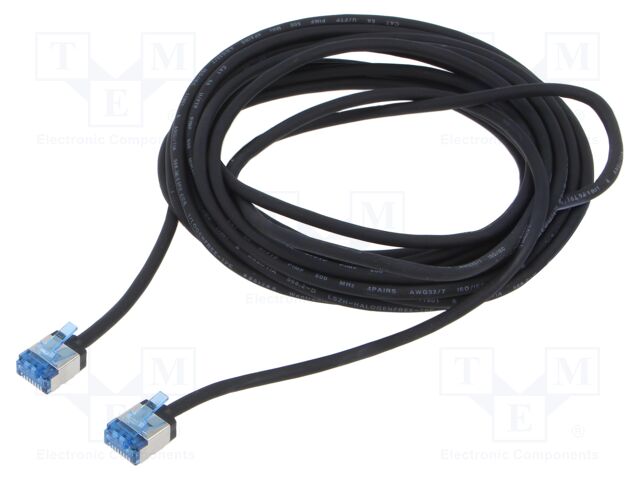 Patch cord; U/FTP; 6a; stranded; Cu; LSZH; black; 5m; 32AWG; -20÷75°C