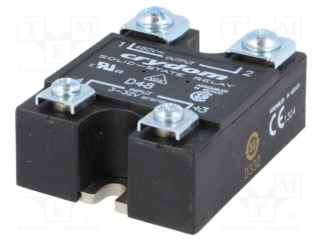 Relay: solid state; Ucntrl: 4÷32VDC; 90A; 48÷530VAC; -40÷80°C; IP00