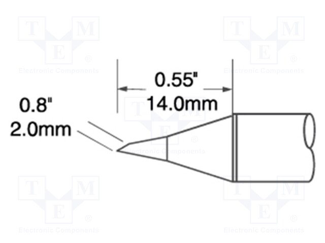 Tip; hoof; 2mm; 366°C; for soldering station