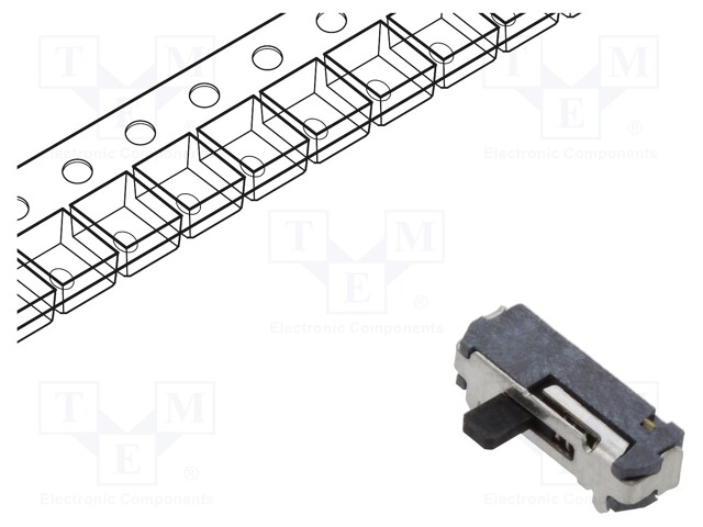 Switch: slide; Pos: 2; SPDT; 0.3A/4VDC; ON-(ON); No.of term: 3