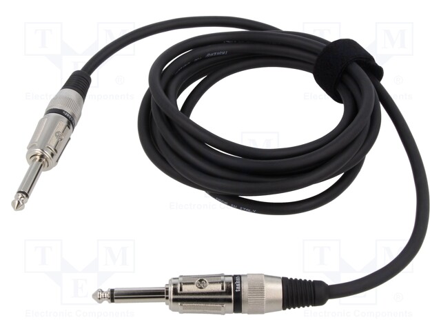 Cable; Jack 6,3mm 2pin plug,both sides; 9m; black; 0.25mm2
