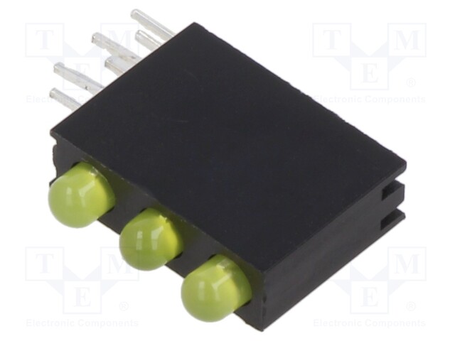 LED; in housing; yellow; 3mm; No.of diodes: 3; 20mA; Lens: diffused