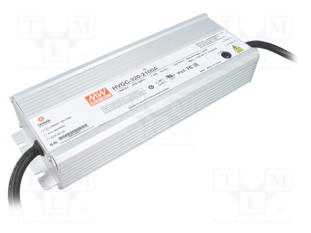 Power supply: switched-mode; LED; 320W; 76.2÷152.4VDC; 180÷528VAC
