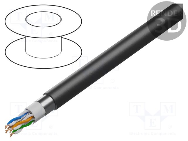 Wire; F/UTP; industrial Ethernet,outdoor; 6; solid; Cu; 4x2x23AWG