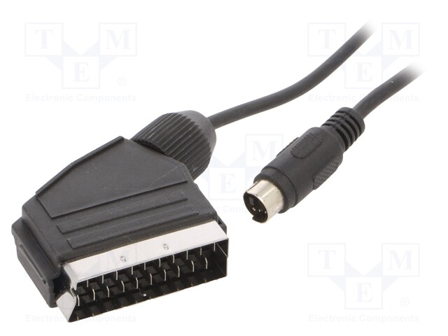 Cable; Mini-DIN plug 4pin,SCART plug; 1.8m; black; Øcable: 4mm