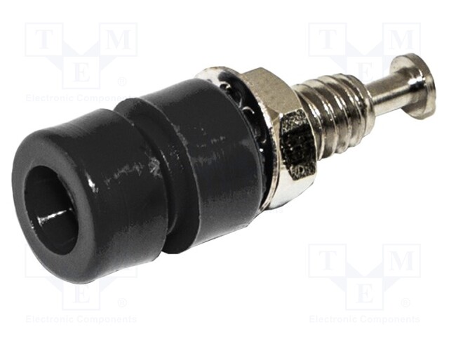 Socket; 3mm banana; 5A; 1kVDC; black; nickel plated; brass; 10pcs.