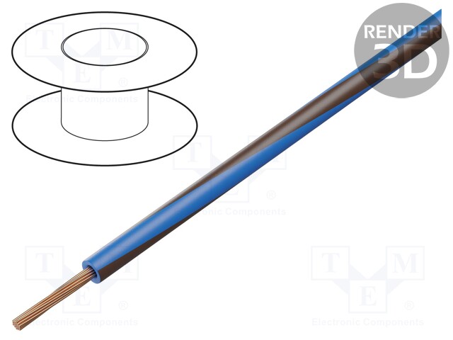 Wire; LgY; stranded; Cu; 0.35mm2; blue-brown; PVC; 300/500V; 200m
