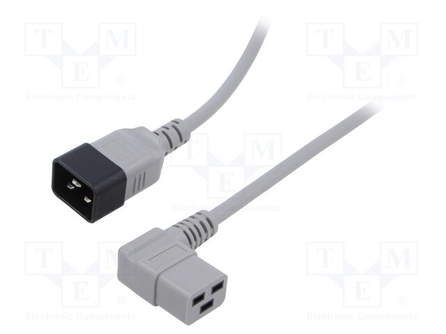 Cable; 3x1.5mm2; IEC C19 female angled,IEC C20 male; PVC; 1m