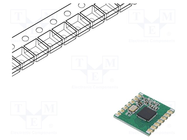 Module: RF; FM transceiver; FSK,GFSK,GMSK,MSK,OOK; 868MHz; SPI