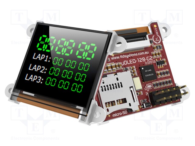 Display: OLED; graphical; 1.5"; 128x128; Dim: 45.5x36x13.7mm; 150°