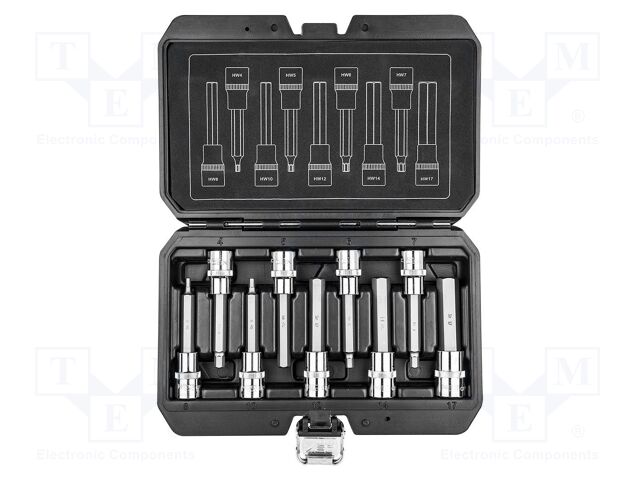Wrenches set; hex key,socket spanner; Mounting: 1/2"; 9pcs.