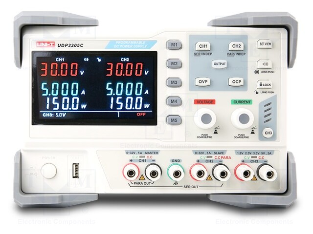 Power supply: laboratory; linear,multi-channel; 0÷30VDC; 0÷3A