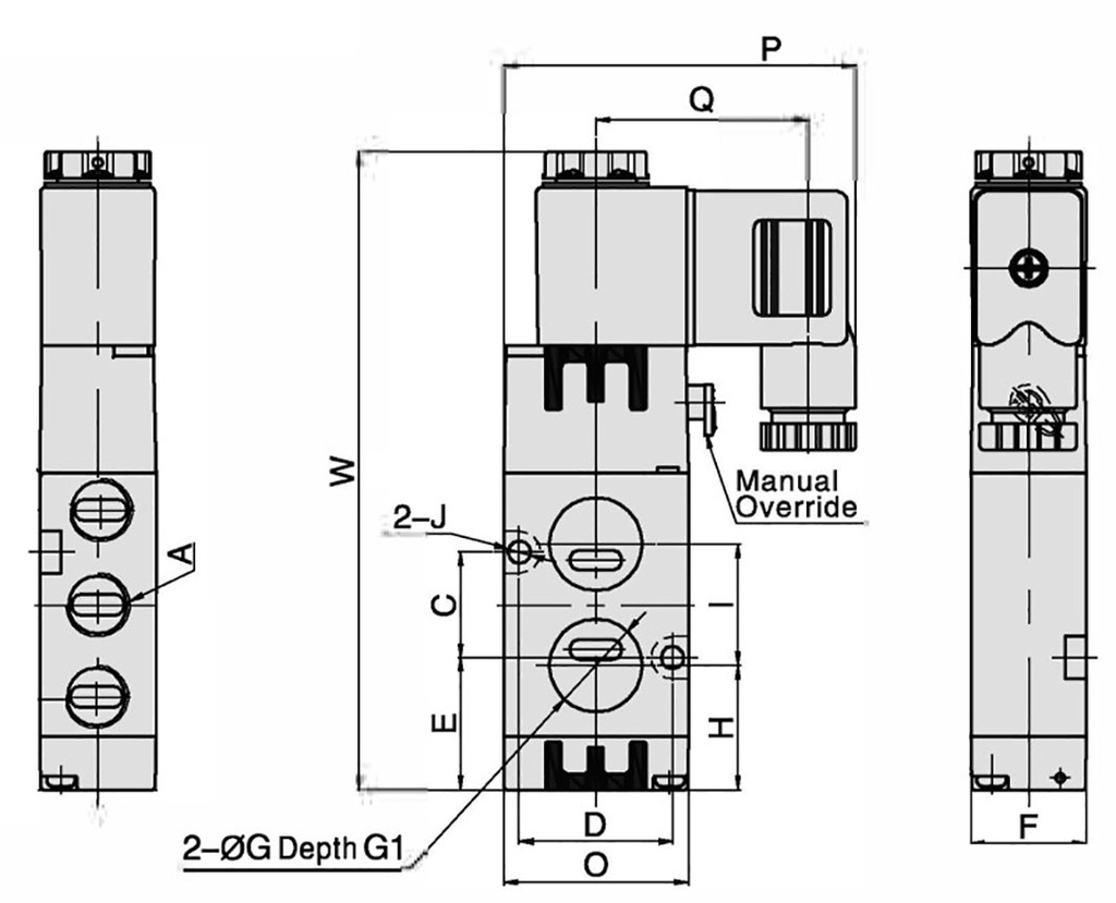Electromagnetic valve; 1.5÷8bar; 5/2; Thread: G 1/4"; 1150l/min