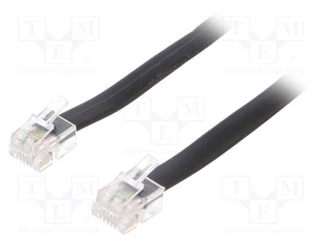 Cable: telephone; flat; RJ12 plug,both sides; 3m; black
