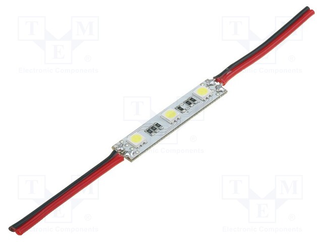 Module: LED; Colour: white; 0.72W; 55(typ)lm; 12VDC; 120°; 50x10mm