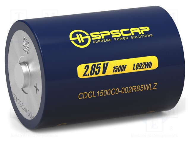 Capacitor: electrolytic; supercapacitor; 1500F; 2.85VDC; -40÷65°C