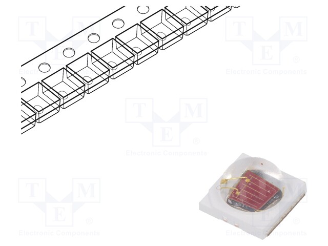 Power LED; cherry red; Pmax: 3W; P opt: 350mW; Front: convex; 130°