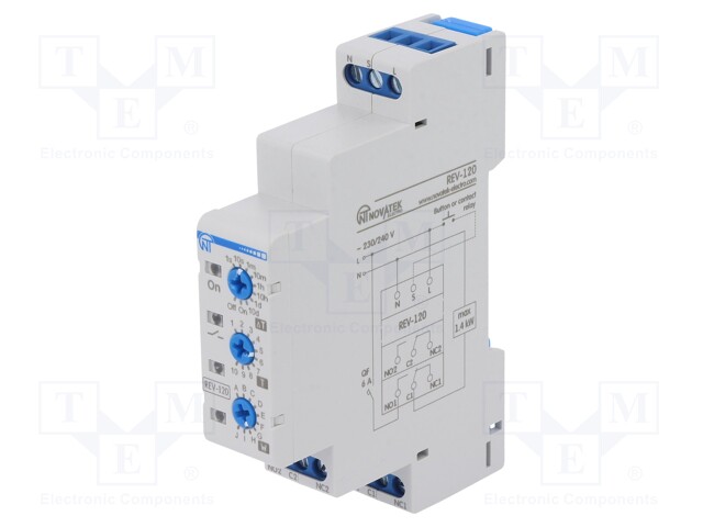 Timer; 0,1s÷10days; DPDT; 250VAC/6A; 230÷240VAC; DIN; -30÷55°C