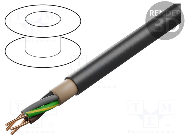 Wire; NYY; round; solid; Cu; 4G10mm2; PVC; black; 0.6/1kV