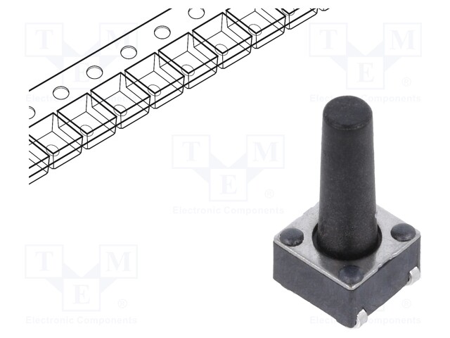 Microswitch TACT; SPST-NO; Pos: 2; 0.05A/12VDC; SMT; none; 1.6N