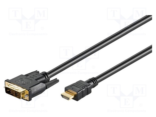 Cable; HDMI 1.4; DVI-D (18+1) plug,HDMI plug; 10m; black