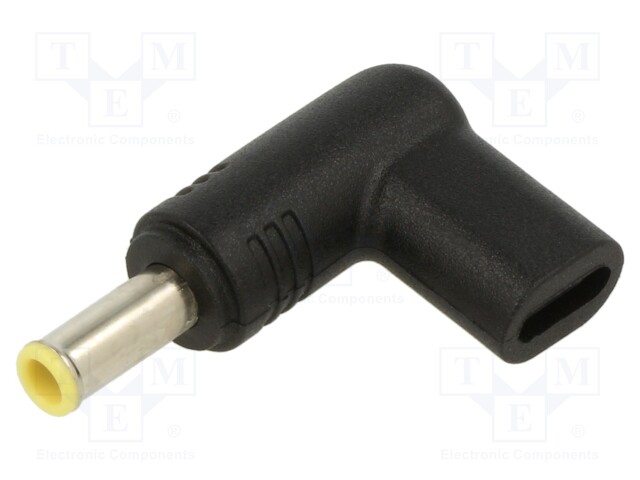 USB C socket,DC 5,5/3,0 plug; Transition: adapter; black; 100W
