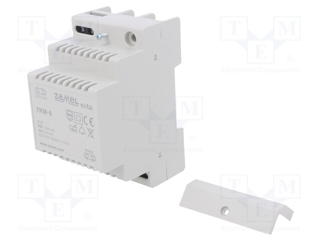 Transformer: mains; 15VA; 230VAC; 8V; Leads: screw terminals; DIN