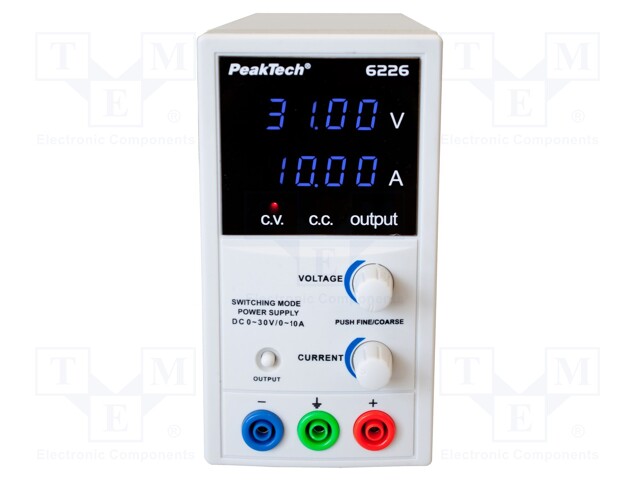 Power supply: laboratory; switched-mode,single-channel; 0÷30VDC