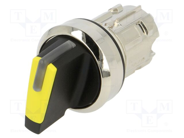 Switch: rotary; Stabl.pos: 1; 22mm; yellow; IP67; Pos: 3; Ø22mm