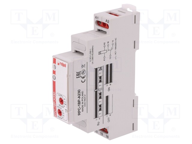 Timer; 1s÷10days; SPDT; 24VDC/16A,250VAC/16A; 230VAC; DIN; PIN: 5