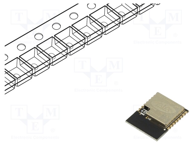 Module: Bluetooth Low Energy; GPIO,I2C,I2S,PDM,SPI,UART; SMD