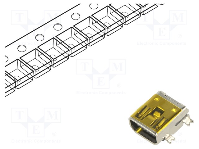 Socket; USB C; SMT; PIN: 5; horizontal
