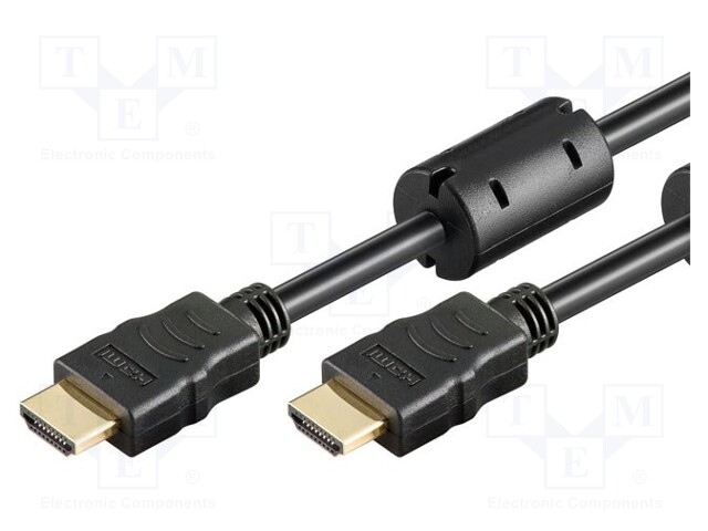 Cable; Ethernet,HDMI 1.3; HDMI plug,both sides; 15m; black