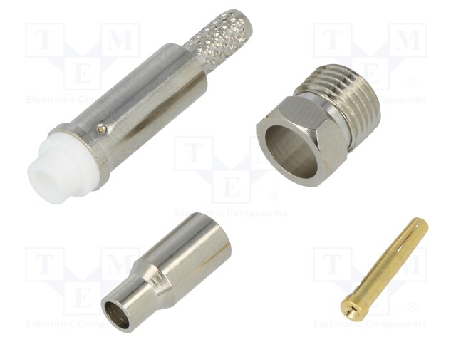 Plug; FME; female; straight; RG174; push-in,crimped; for cable