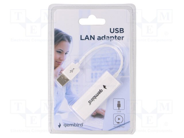 USB to Fast Ethernet adapter; RJ45,USB A plug; USB 2.0; PnP