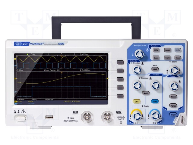 Oscilloscope: digital; Channels: 2; ≤20MHz; 100Msps; 10kpts; 0÷40°C