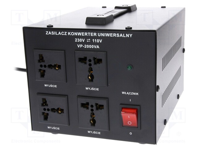 Autotransformer; 230/120VAC; Power: 2000VA; Usec.1: 120V