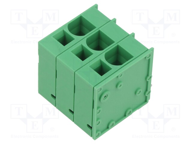PCB terminal block; Contacts ph: 10mm; ways: 3; angled 90°; green