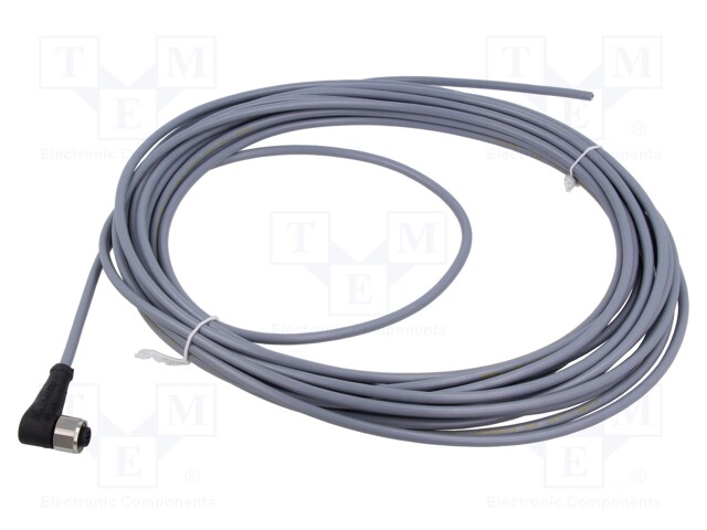 Connection lead; M12; PIN: 5; angled; 10m; plug; 250VAC; 4A; -5÷105°C