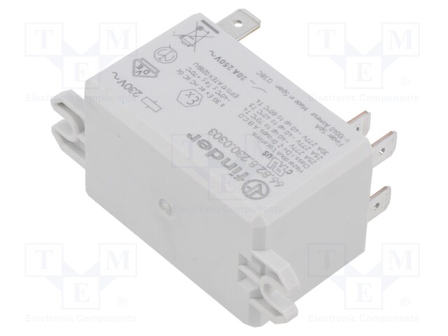 Relay: electromagnetic; DPST-NO; Ucoil: 230VAC; Icontacts max: 30A
