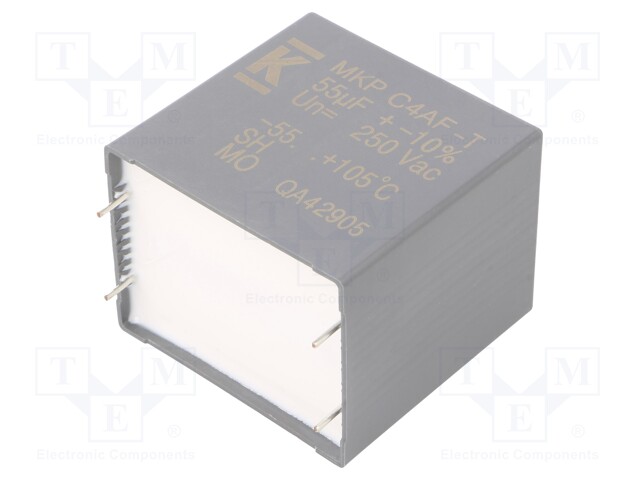 AC Film Capacitor, 55 µF, 250 VAC, Metallized PP, ± 10%, C4AF Series, Radial Box