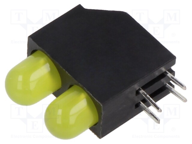 LED; in housing; yellow; 5mm; No.of diodes: 2; 30mA; Lens: diffused