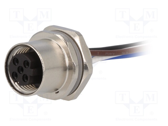 Socket; M12; PIN: 4; female; D code-Ethernet; cables; IP67; straight